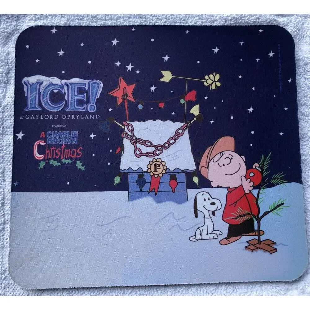 Charlie Brown ICE Gaylord Opryland Mouse Pad Blue Christmas Snoopy Charlie Brown